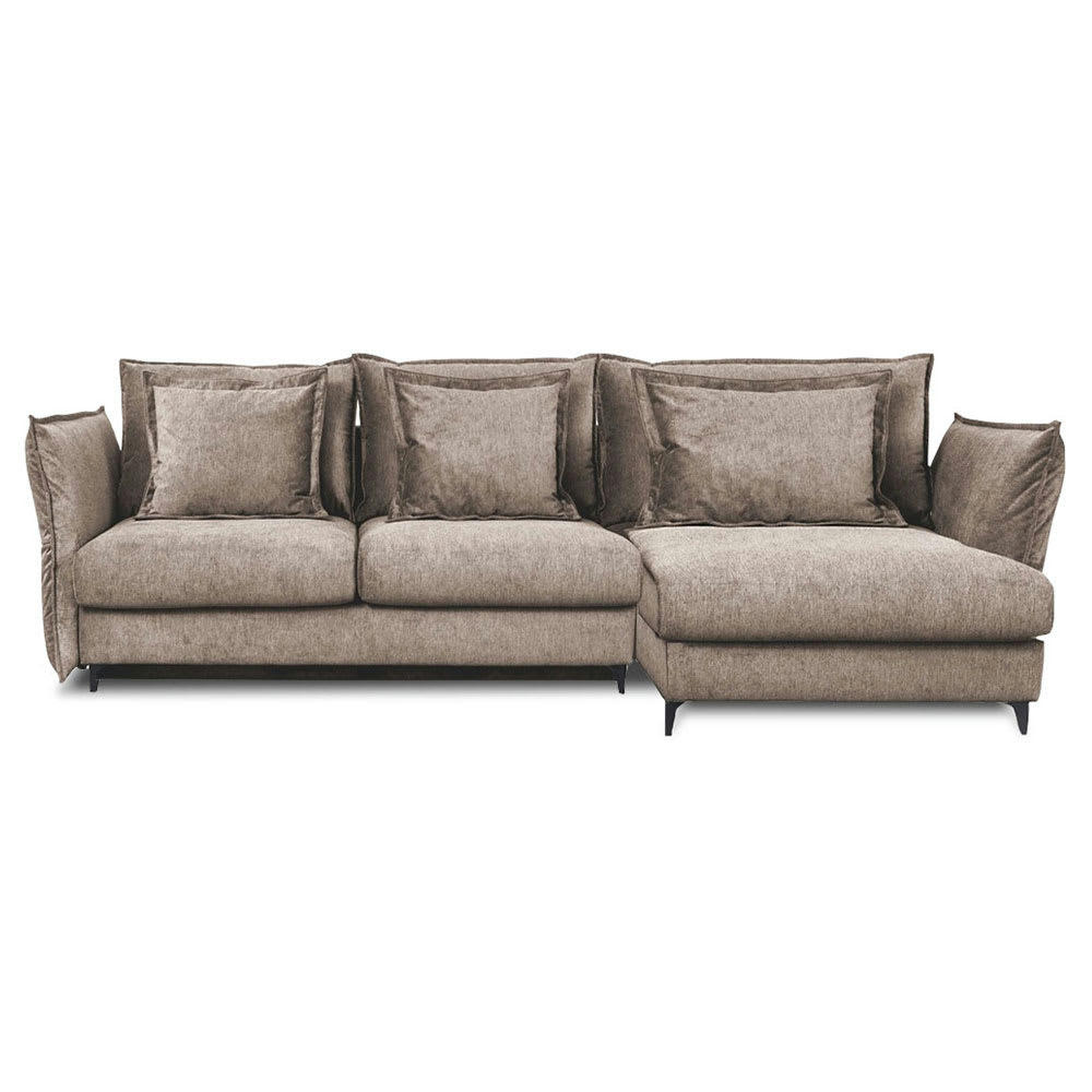 VERDURO - Canapé 3 places tissu angle droit taupe