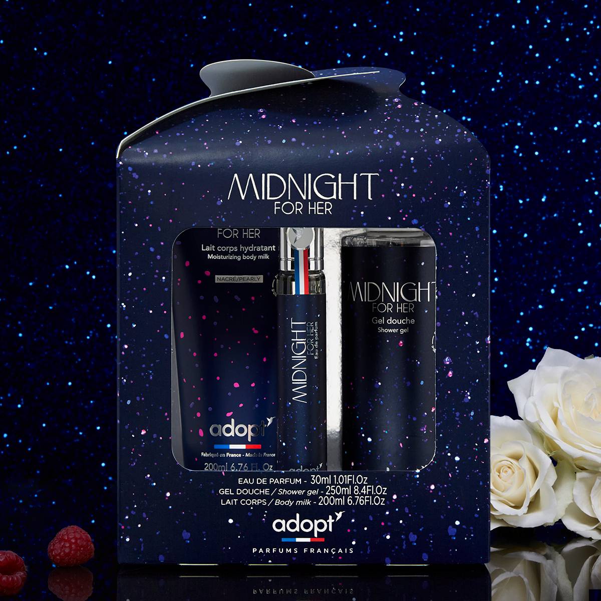 Midnight for HerCoffret Eau de parfum 30 ml   Gel douche 250 ml   Lait corps 200 ml