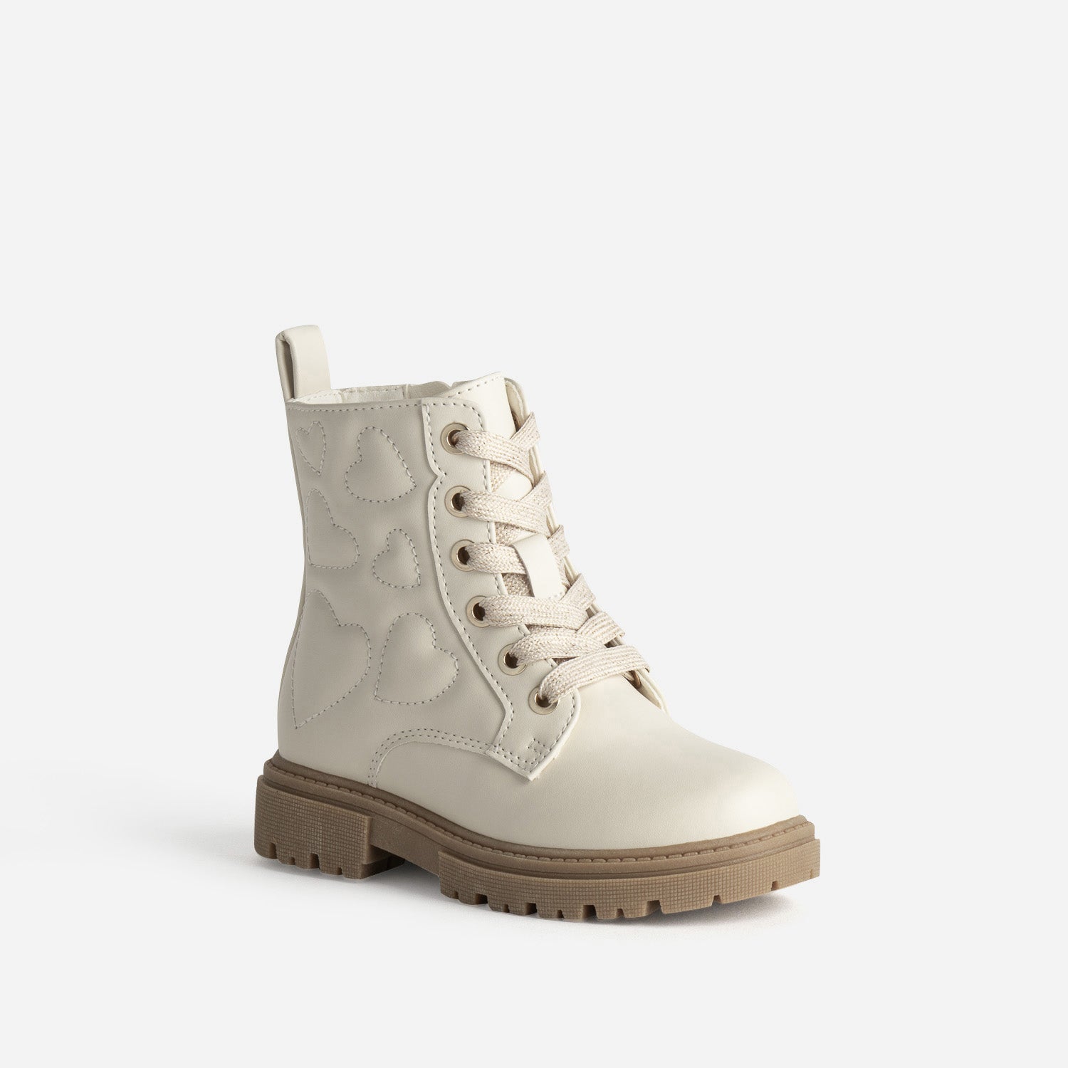 Boots à lacet BUGGY beige matelassage cœurs