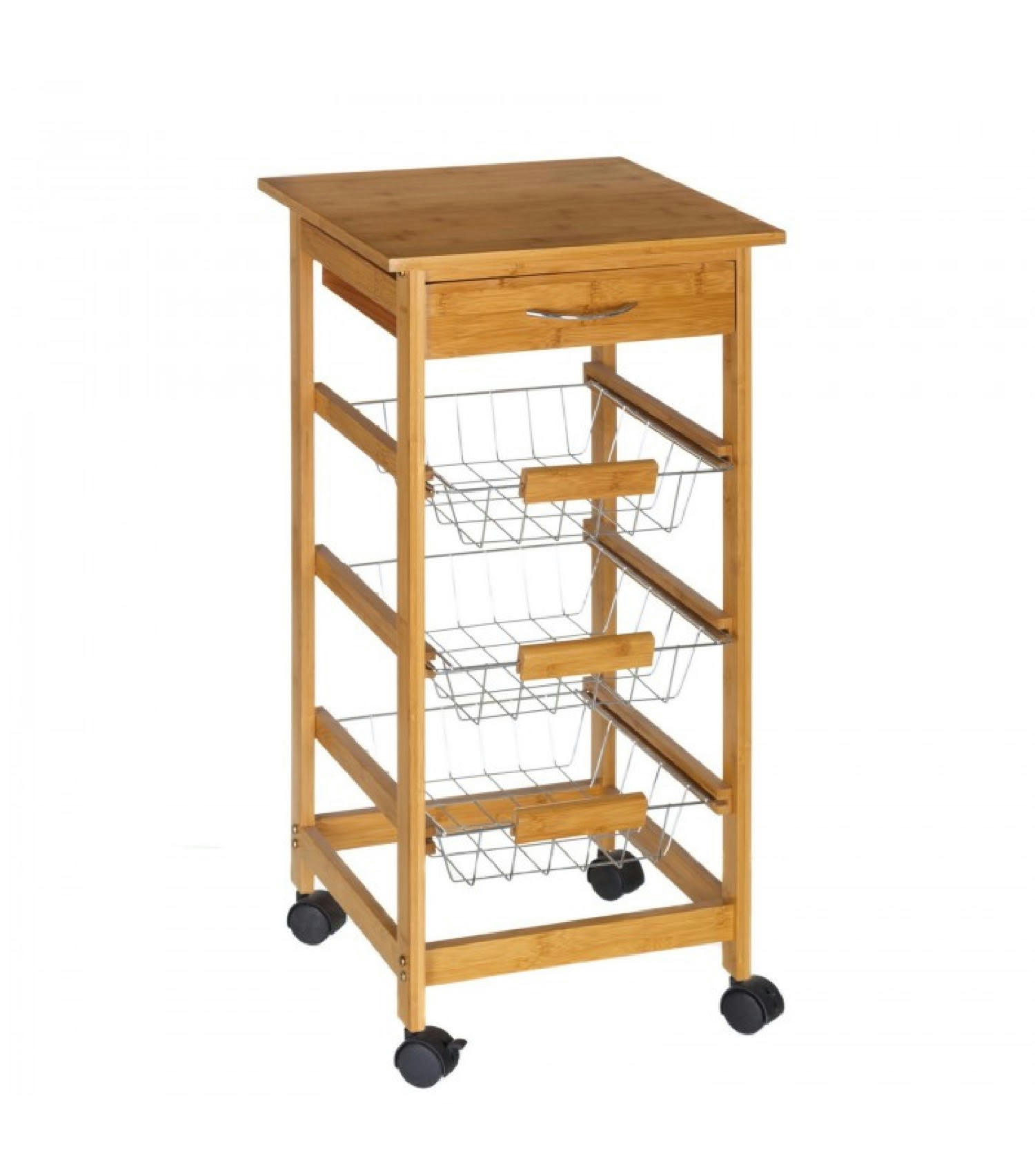 BAMBOU - Desserte de cuisine sur roulettes en bambou