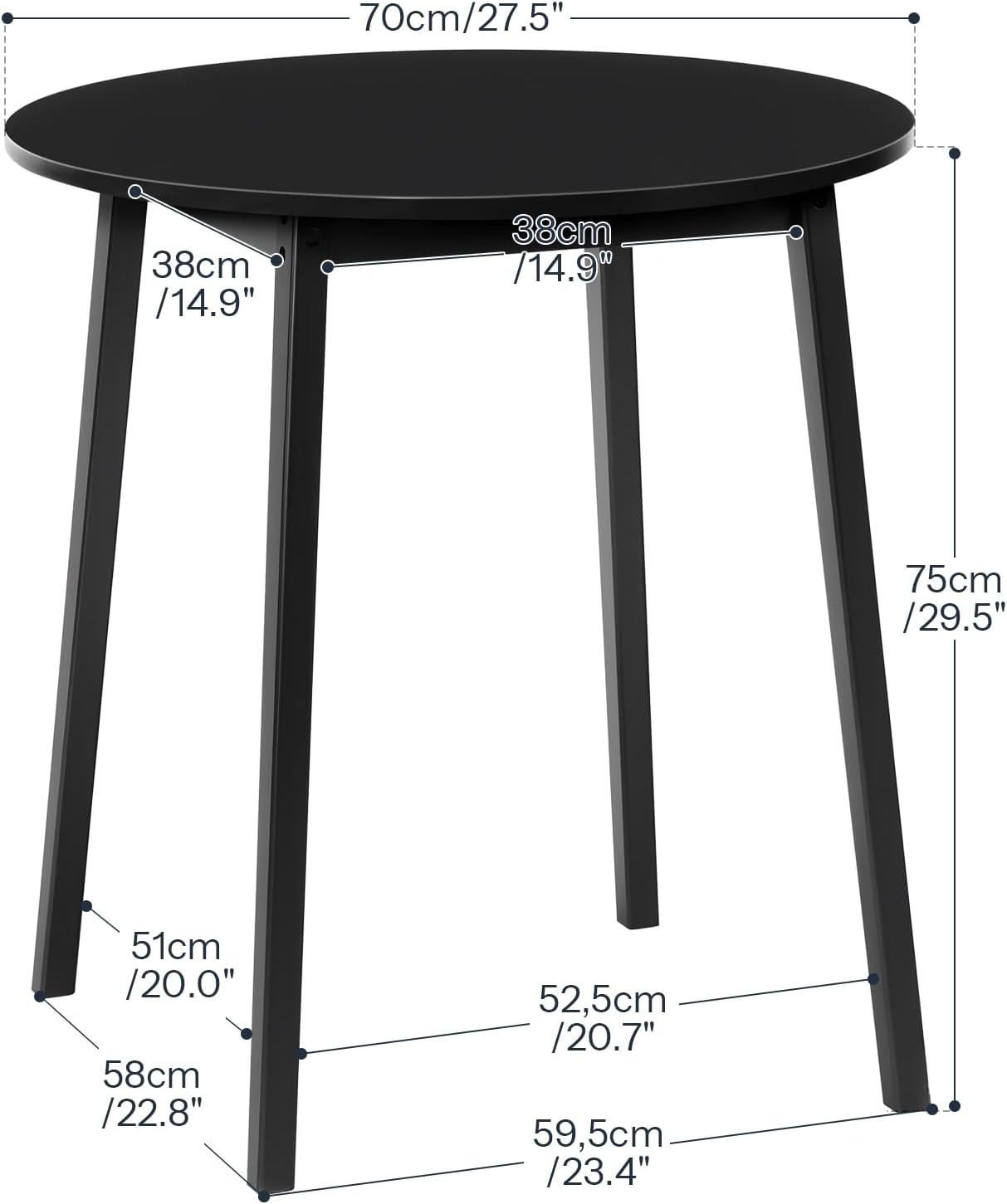 HOOBRO Bamboo Dining Table, Round Dining Table for 2, 27.5 Kitchen Table for Small Space, Writing Table, Easy to Assemble, for Dining Room, Living Room, Office, Kitchen, Apartment, Black BK71CZ01G1