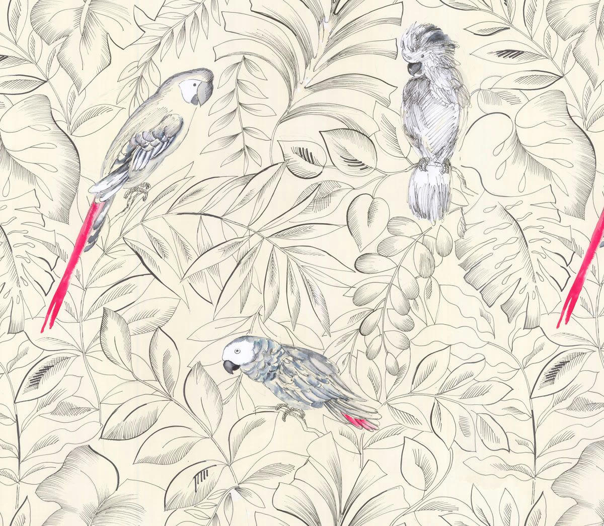 PERROQUETS - Tête de lit en tissu sans support en bois 160*140 cm