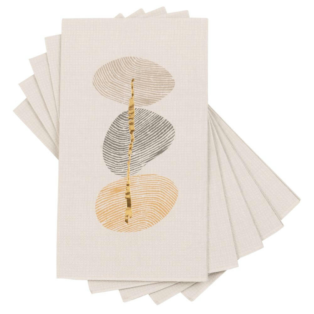 - Serviettes en papier beige imprimé empreintes digitales multicolores (x12)