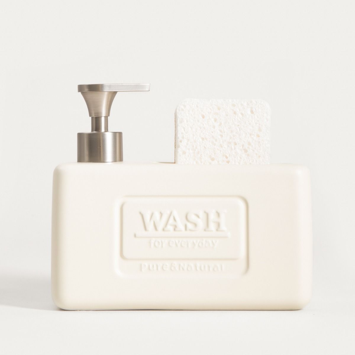 Dozownik SYLAN śmietankowy z gąbką 18x16 cm