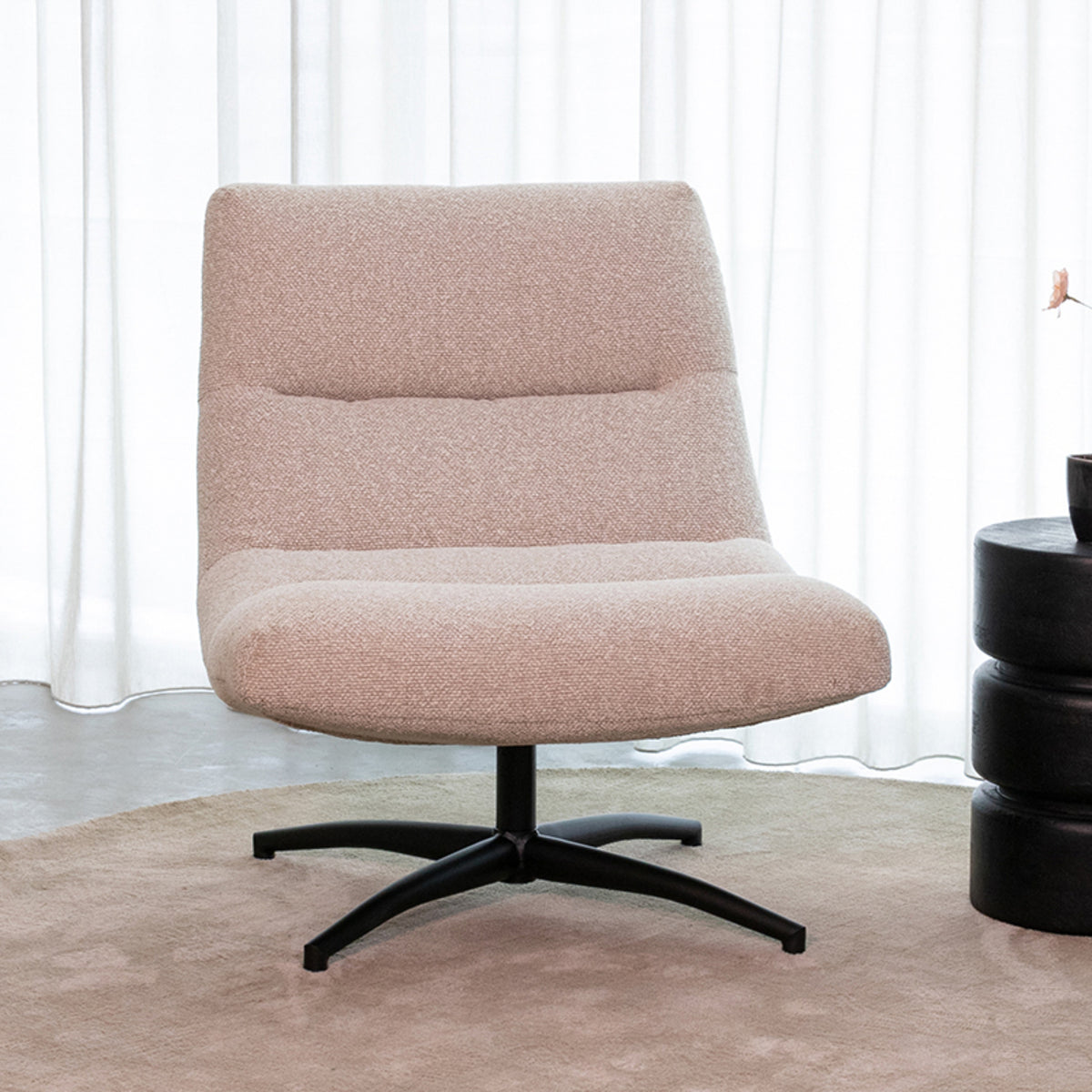 LABEL51 - Draaifauteuil Calix - Naturel Royal Boucle - Zwart Metaal