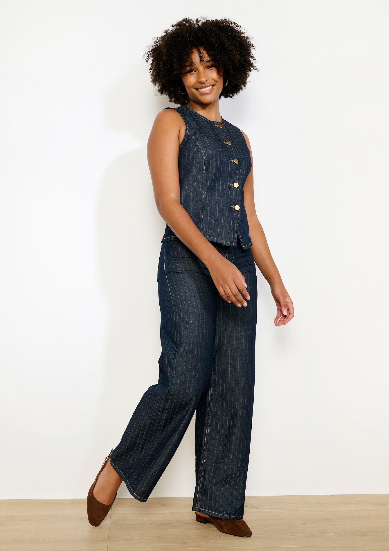 Wijde gestreepte jeans