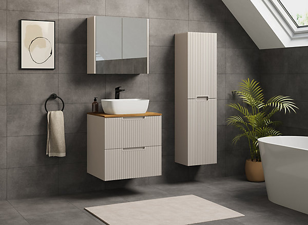 Meuble de salle de bain suspendu sous vasque VENA cachmire 60 cm