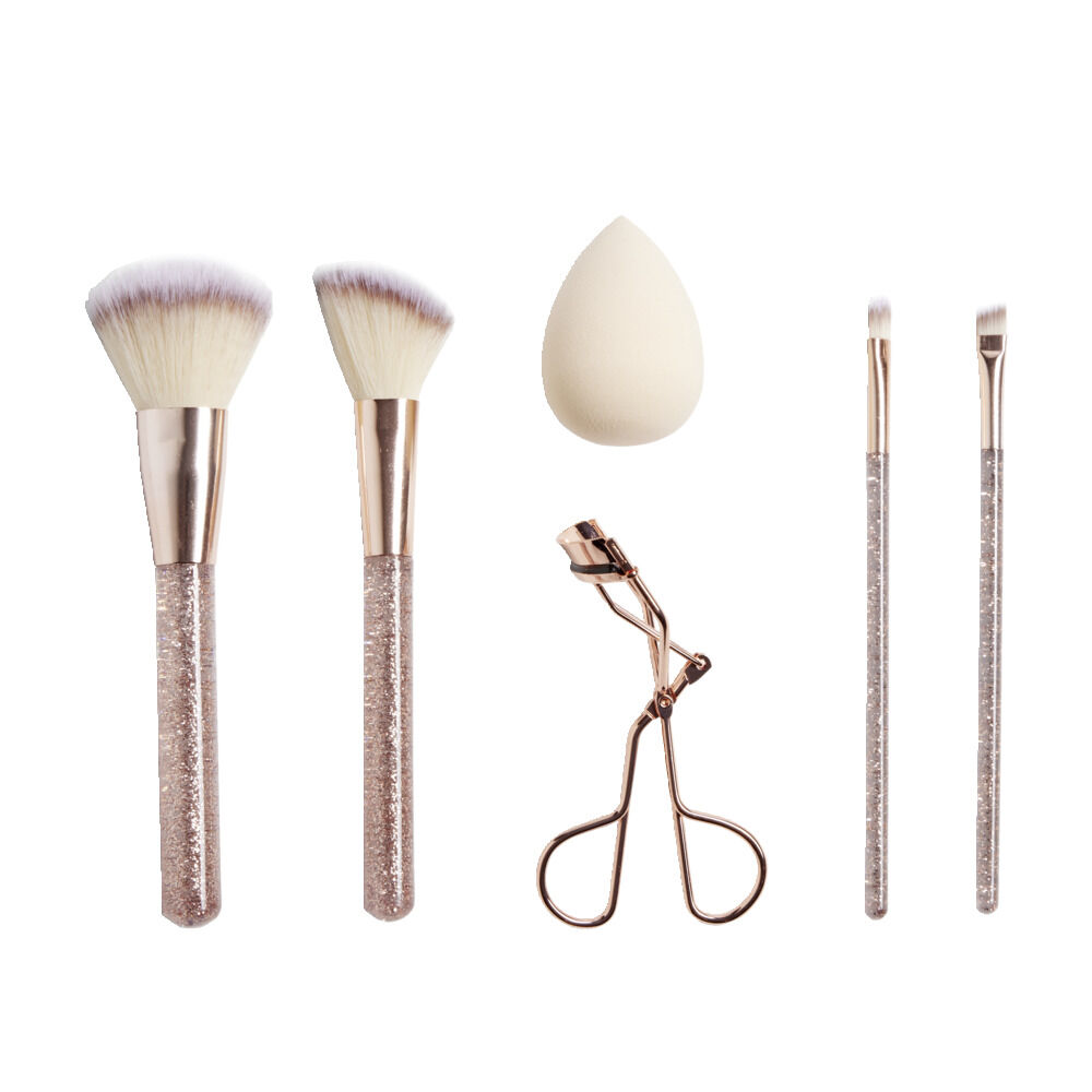 Kit accessoires maquillage 6 pièces beige ou rose - 2 coloris