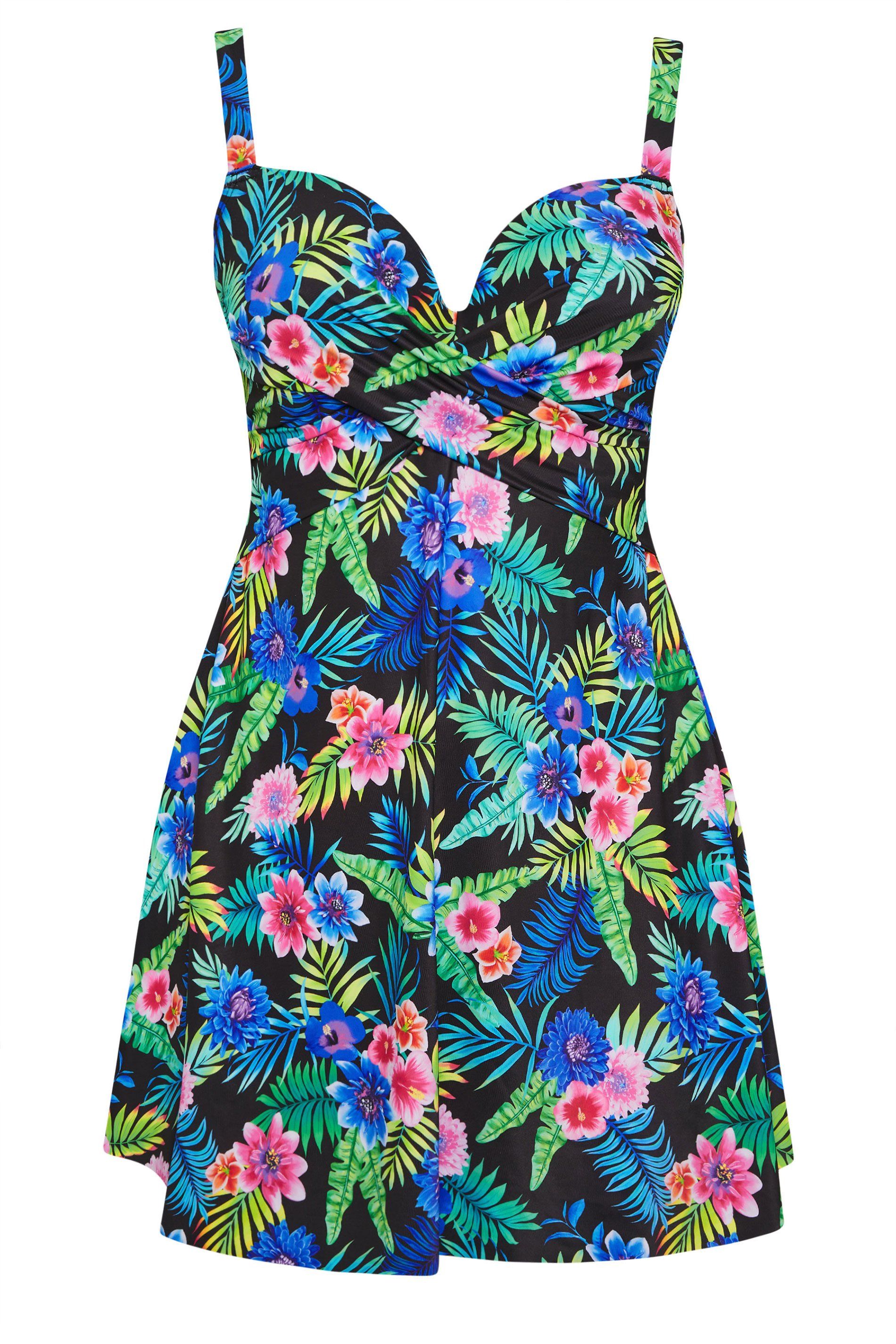 Yours Tropical Print Premium Underwired Tankini Top