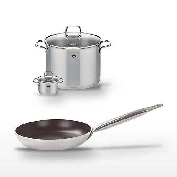 Lot Poêle 32 cm et 2 Faitouts 12/26 cm Elo Bistro Line