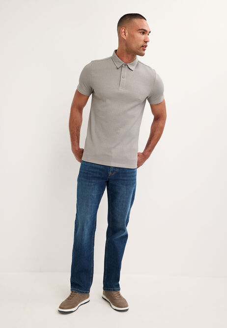 Mens Sage Textured Polo Shirt