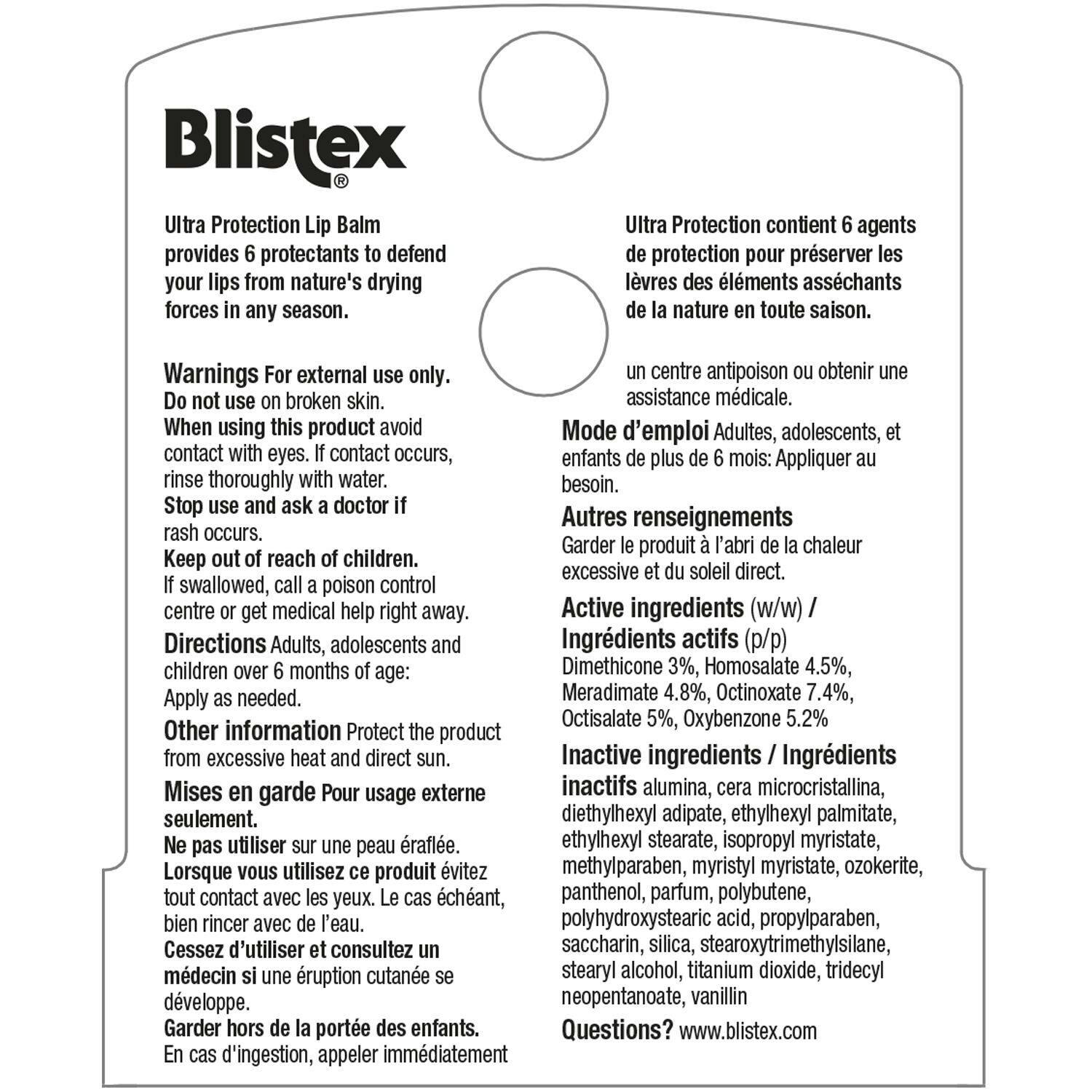 Blistex Ultra Protection Lip Balm, Moisturizing Treatment For Dry & Cracked Lips, SPF 30