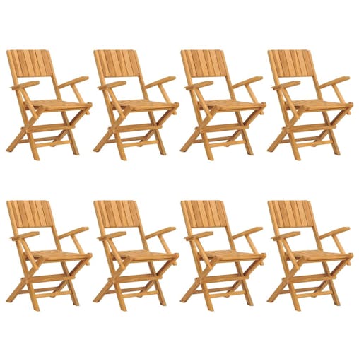 NNEVL Folding Garden Chairs 8 pcs 55x61x90 cm Solid Wood Teak