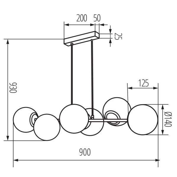 Lampa wisząca LL HAVLOR 6xE27 66761 LightLogic złota glamour białe kule