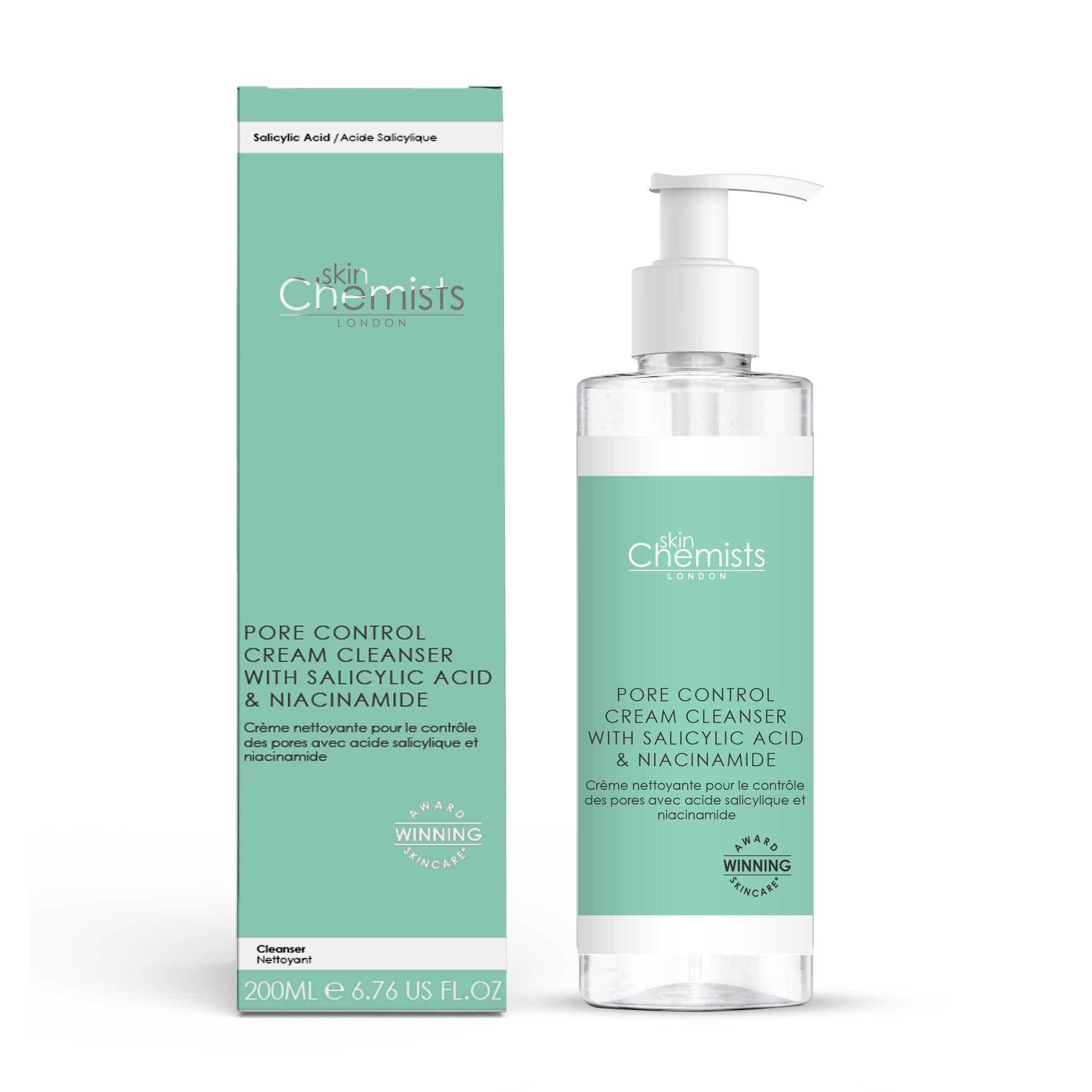 skinChemists professional Pore Control Cream Cleanser with Salicylic Acid & Niacinamide 200ml x 2 Duo Set
