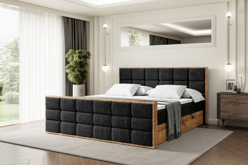 Łóżko kontynentalne z pojemnikiem i materacem H3 - LOLLI2-Z - 120x200 cm