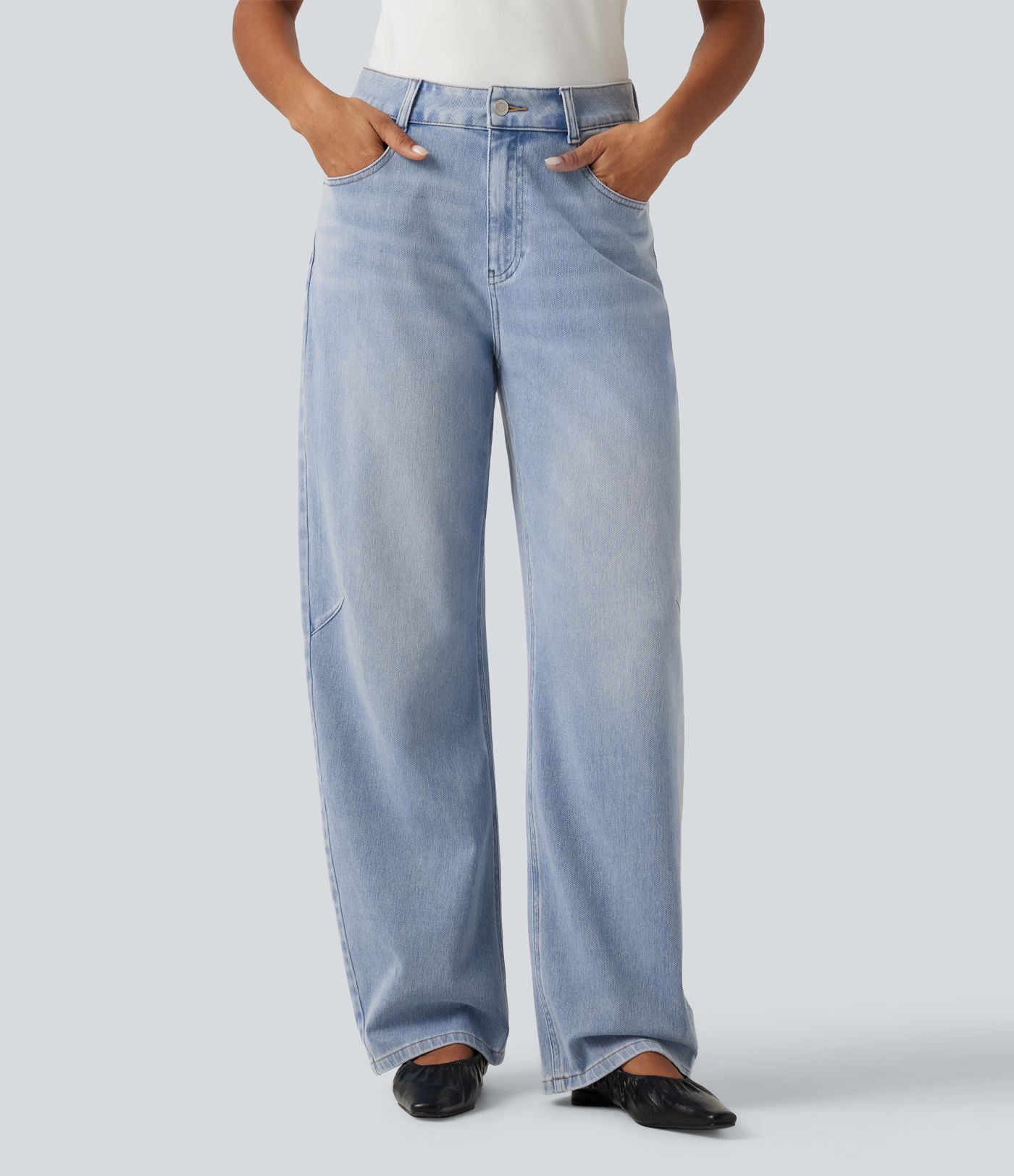 Jean Barrel Halara Flex™ taille haute coupe avec poches