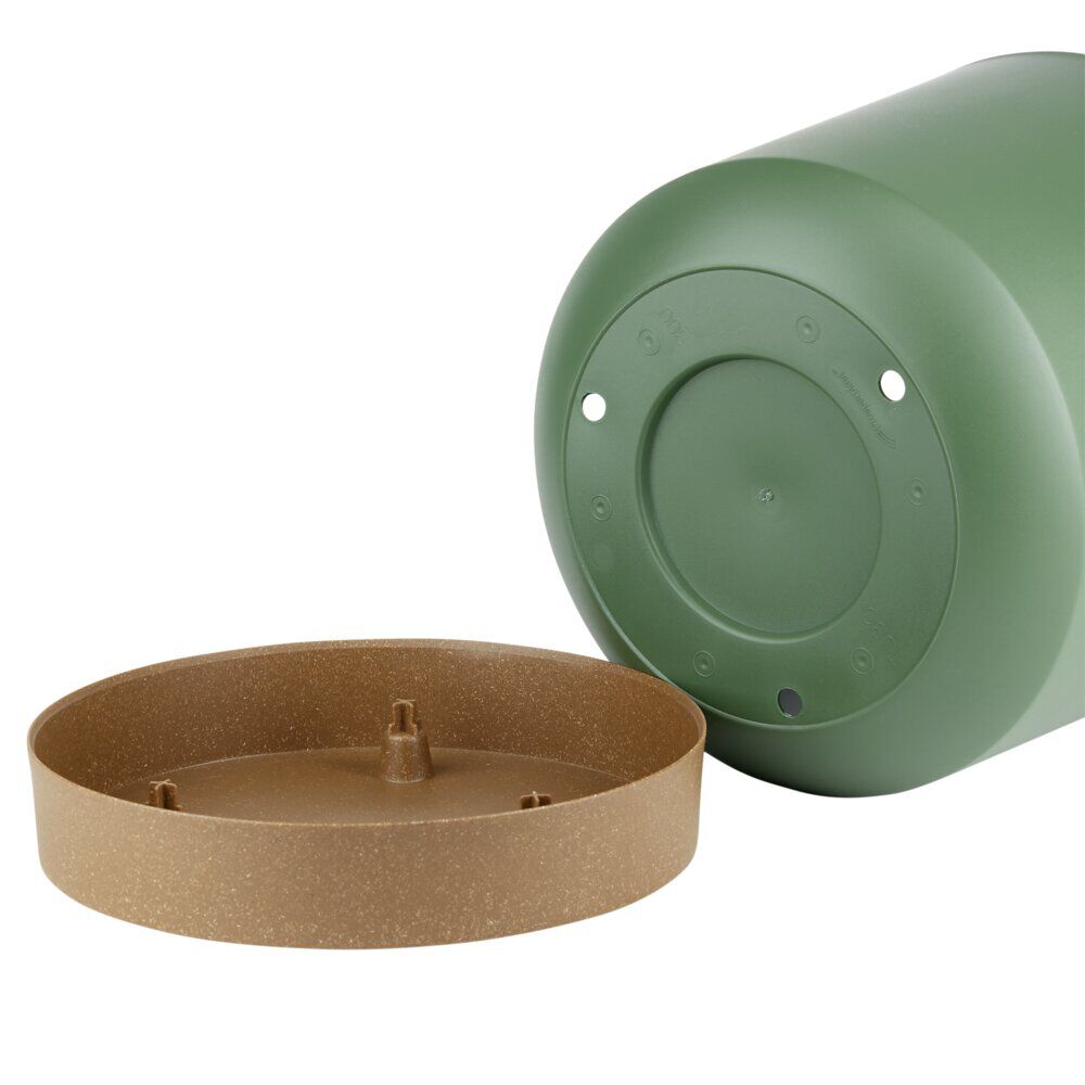 Pot tubo plastique vert et base marron Ø13xH13cm