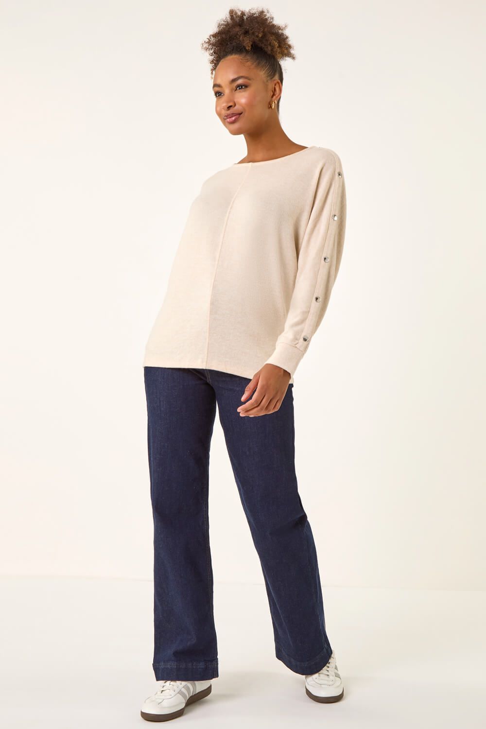 Roman Buttoned Stretch Jersey Top
