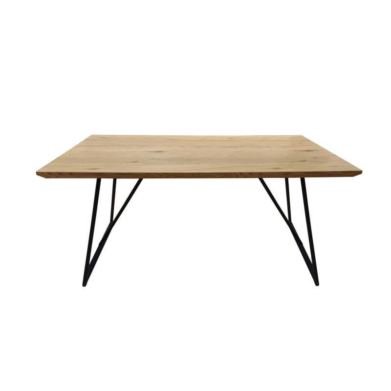 DUNE - Table de repas 160 cm décor bois et pieds métal noir