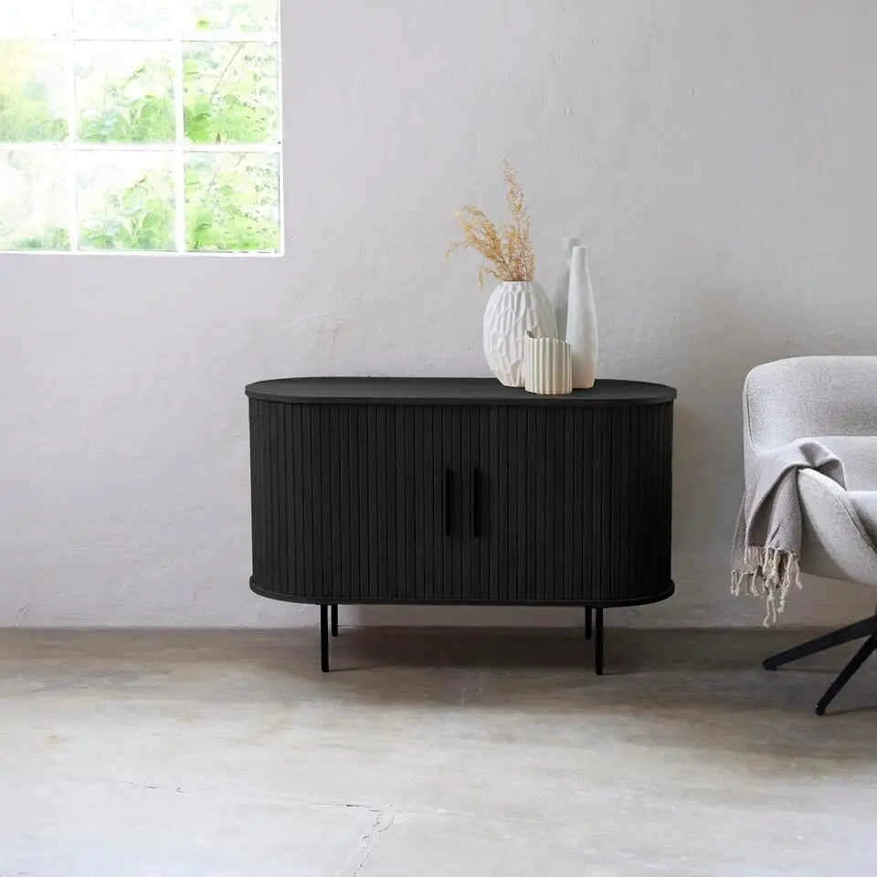 Dressoir Zwart Eikenhout - 120x45x76cm - Nola