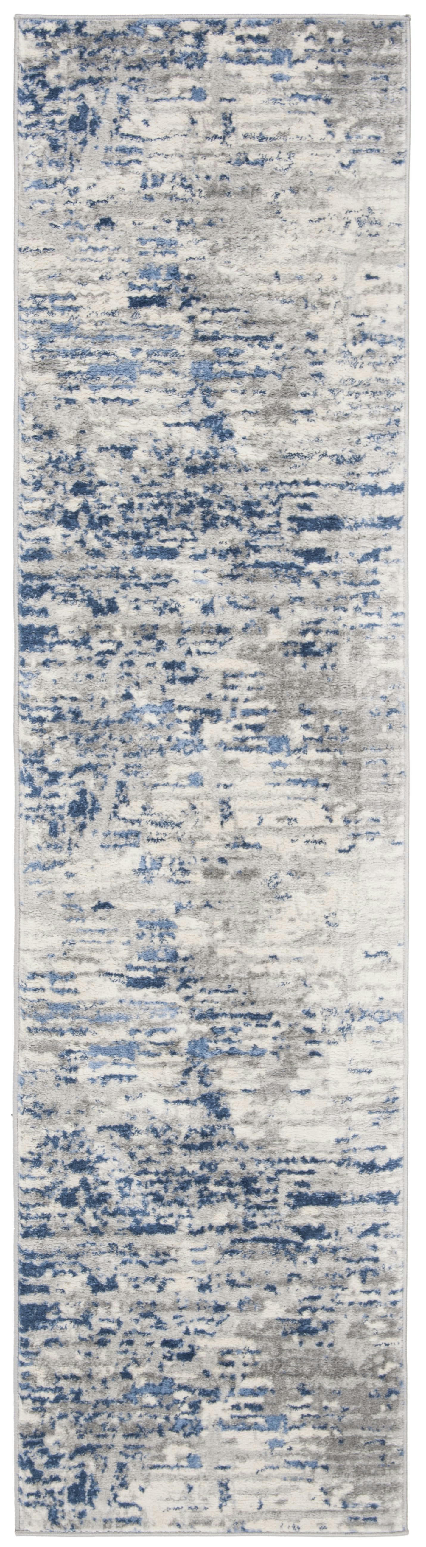 JASPER - Tapis de salon interieur en  ivoire & bleu, 61 x 244 cm