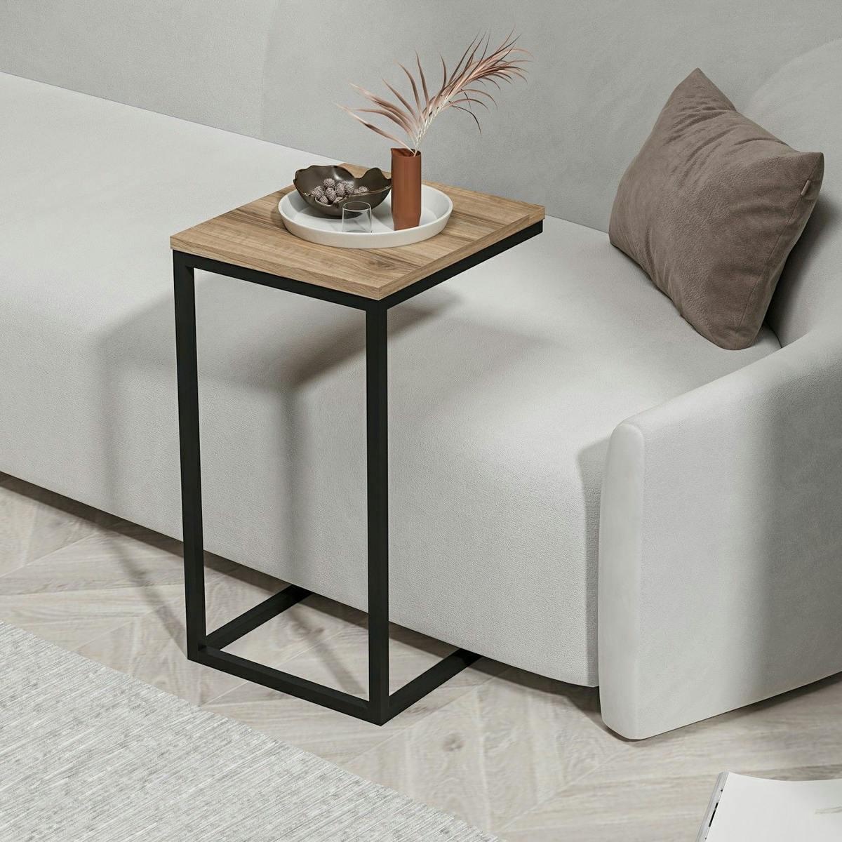 Tablette canapé pour ordinateur décor bois métal JENA