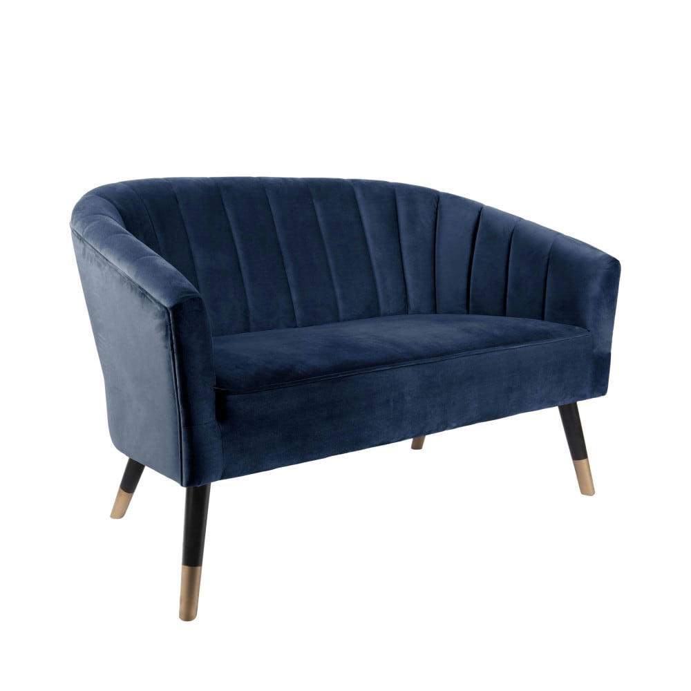 ROYAL - Canapé 2 places en velours bleu foncé