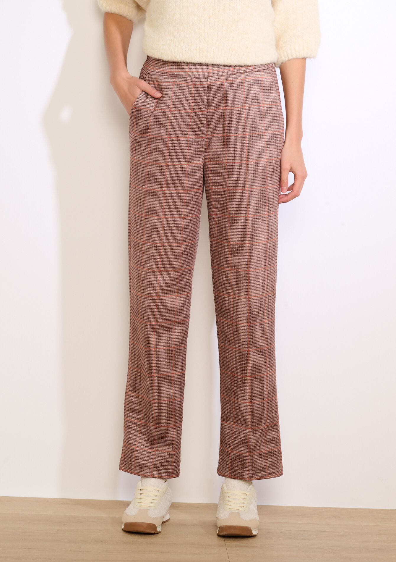 Geruite suedine broek