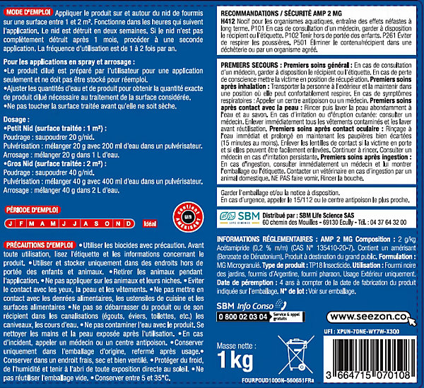 Anti-fourmis poudrage et arrosage 1kg Protect Expert