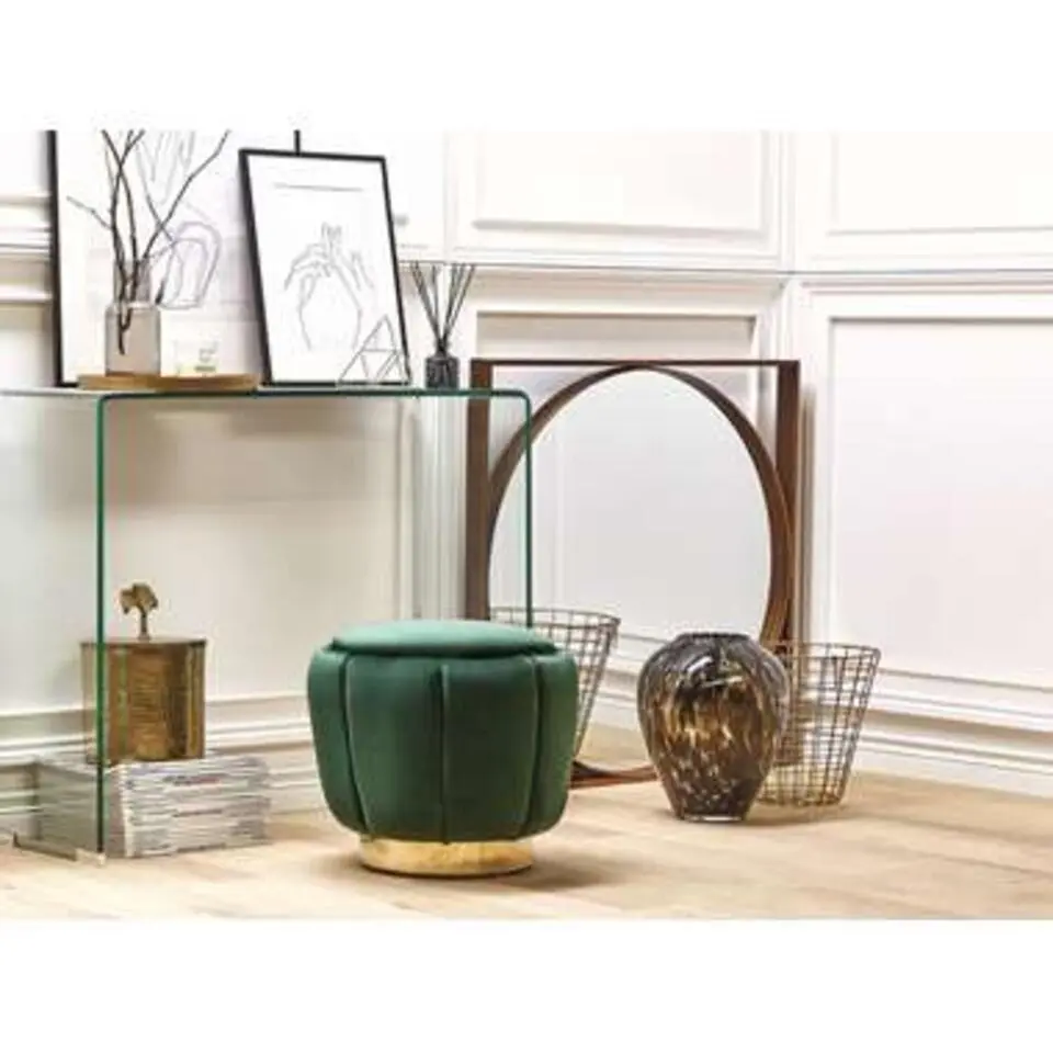 IRVING - Poef - Groen - 43 cm - Fluweel
