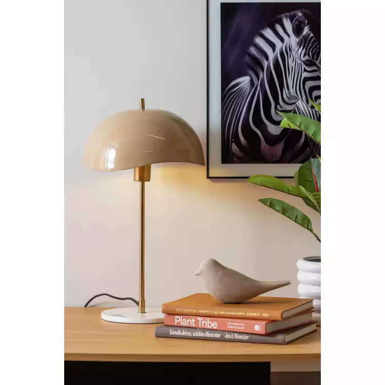 Present Time Cast Iron Waved Dome Table Lamp - Soft Brown