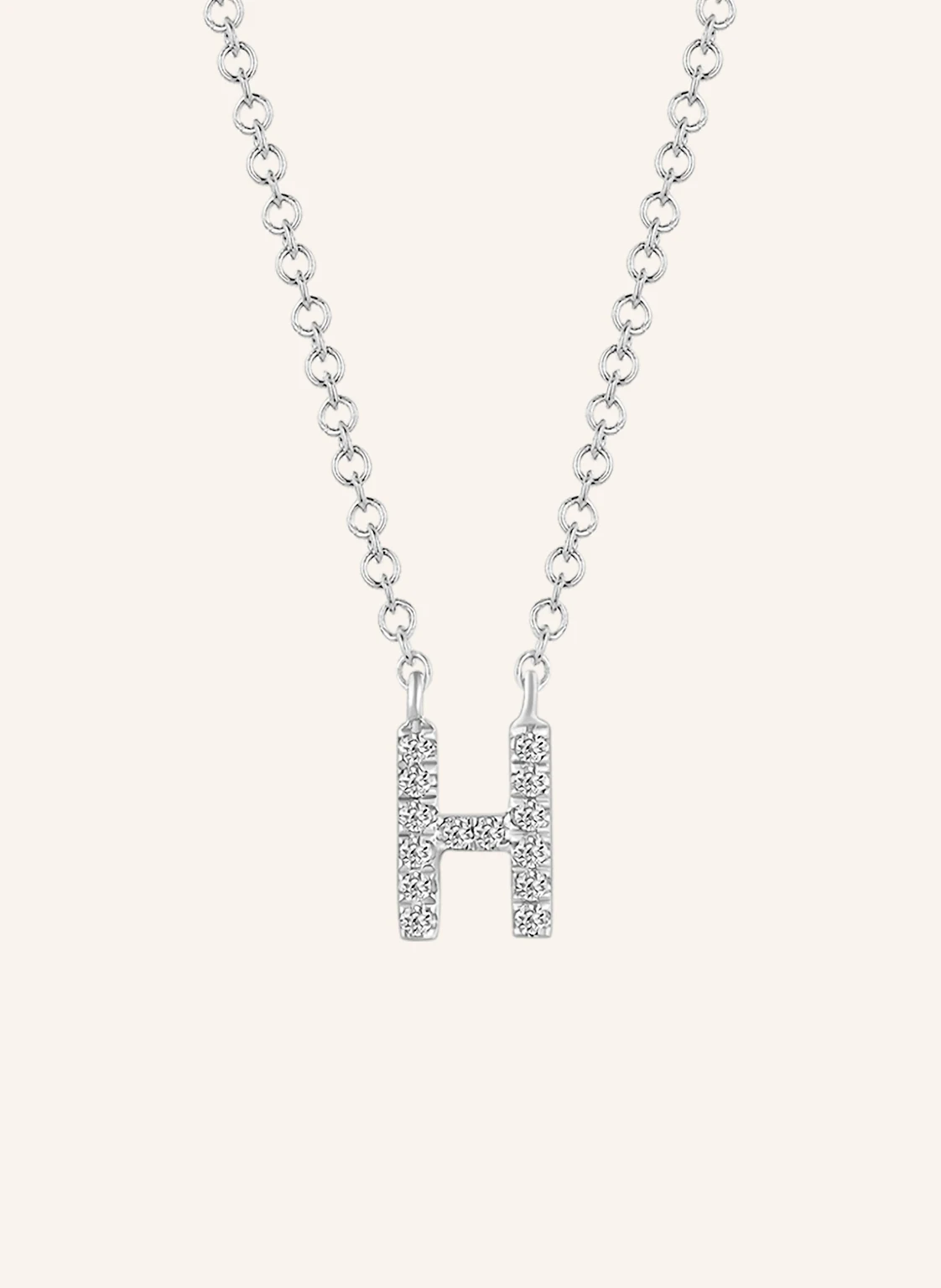 Leaf INITIALIEN Halskette „H“ aus 14 Karat Weißgold mit Diamanten