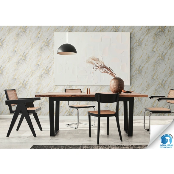 Vliestapete, 0,53x10,05 m, Marmor schwarz-gold