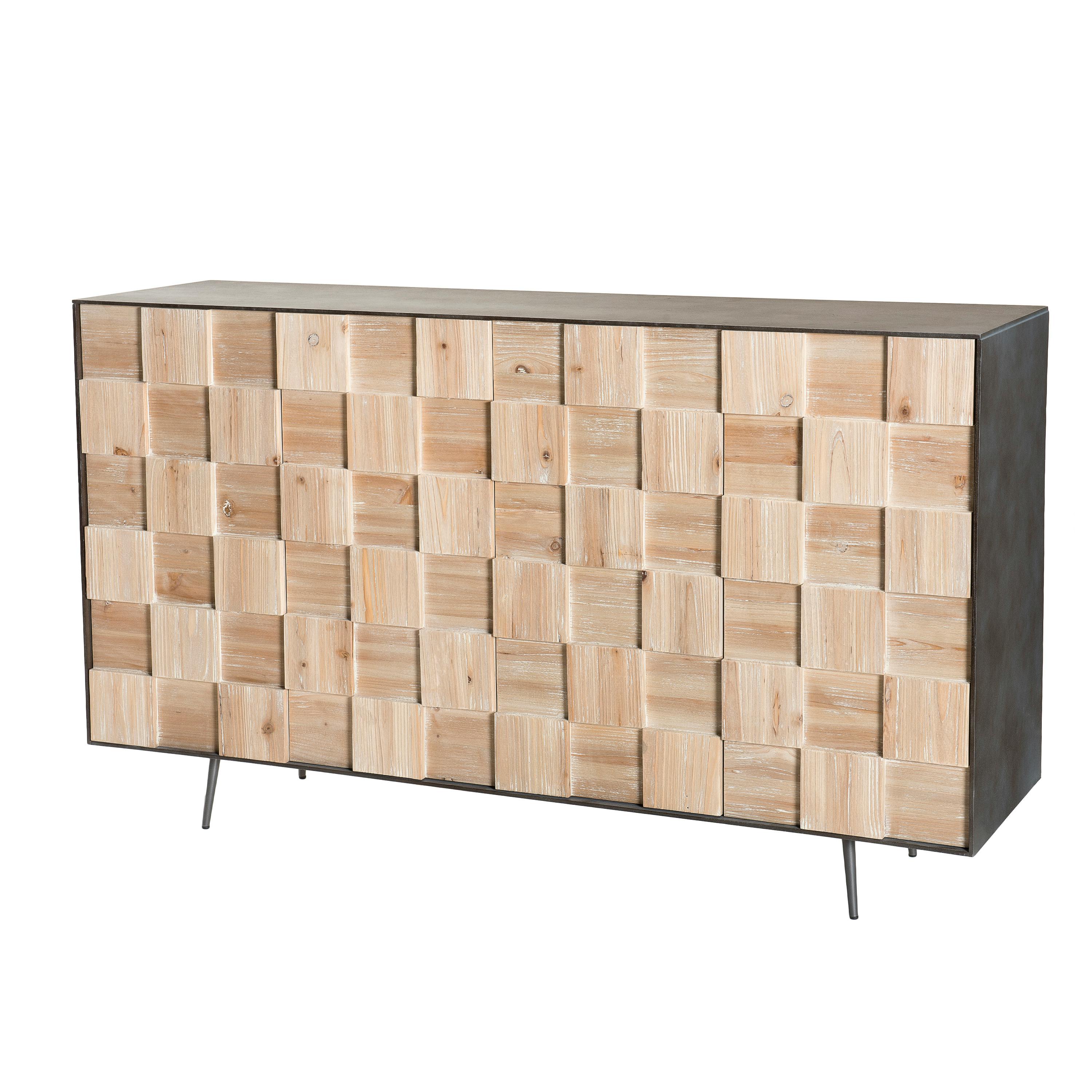 Buffet contemporain bois de sapin damier CARPATES
