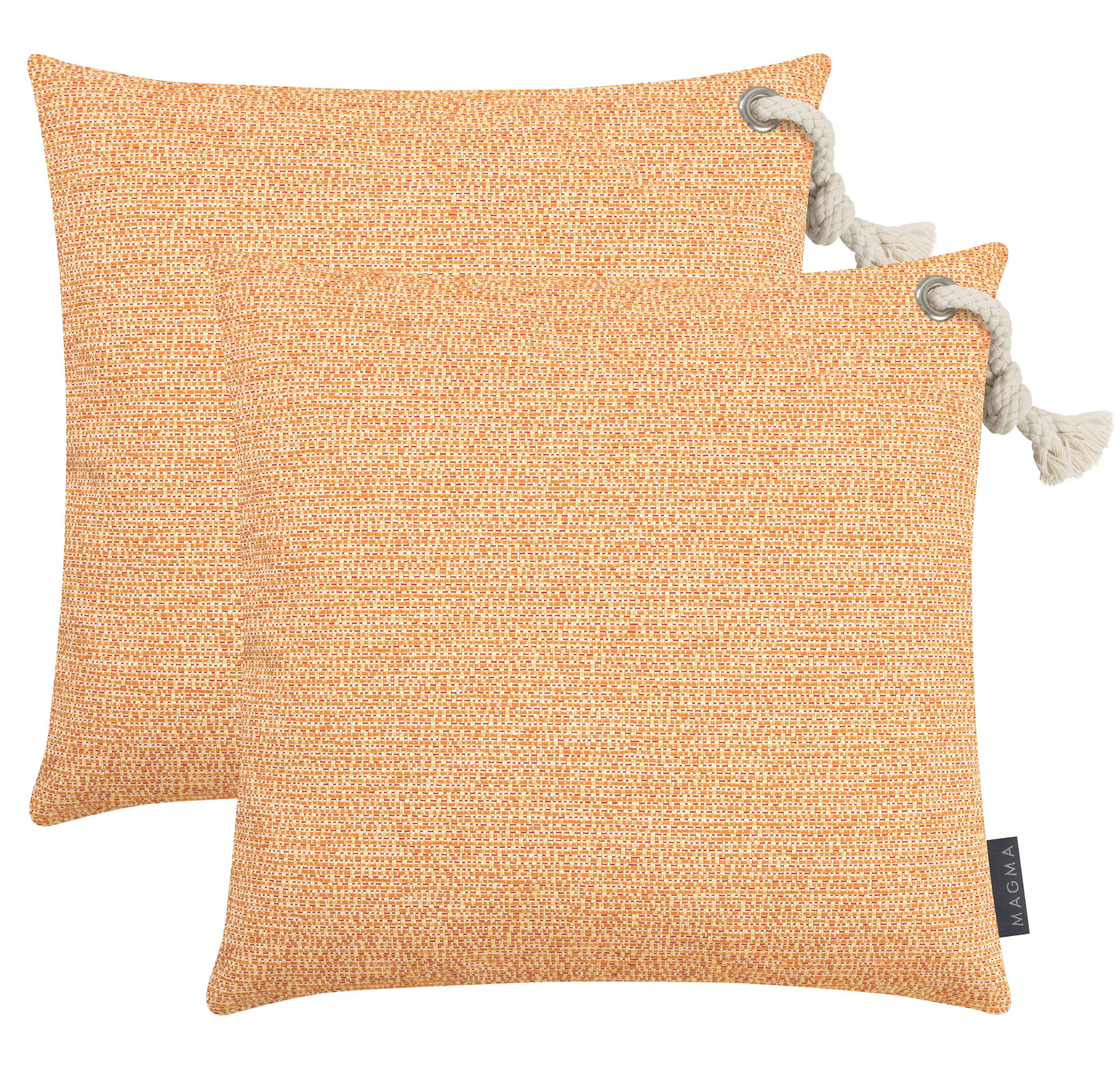 CATANIA - Housses de coussin extérieur chinées orange - 40x40 - Lot de 2