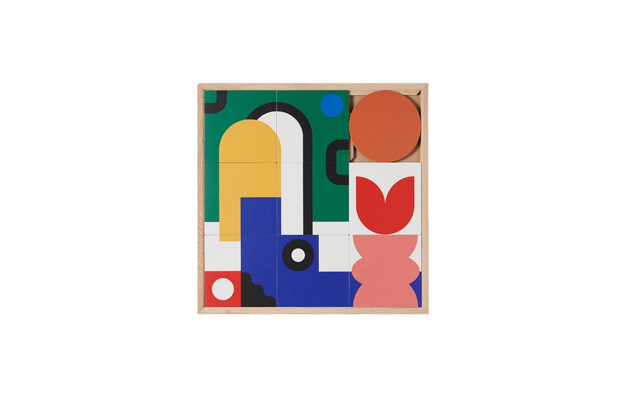 MONTIS - Tableau en bois taquin explosion de couleurs  48 x 48