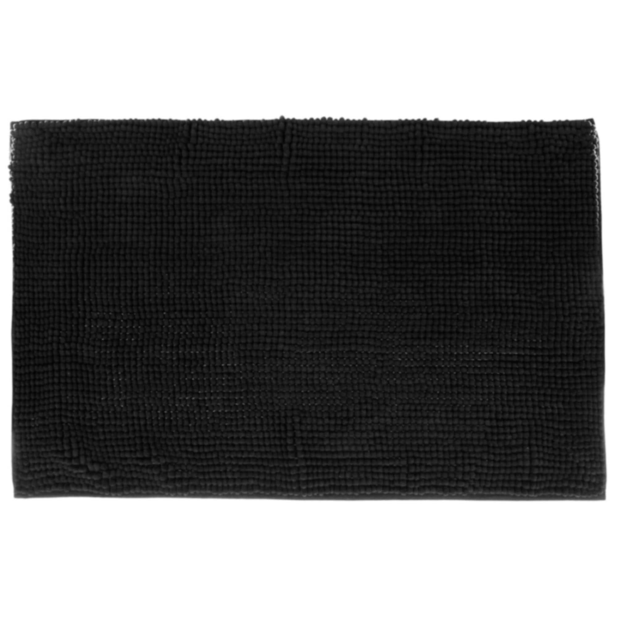 - Tapis de bain chenille noir - 50x80cm