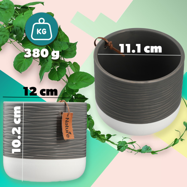 Kadax Doniczka Ceramiczna 12cm Osłonka Szara Biała