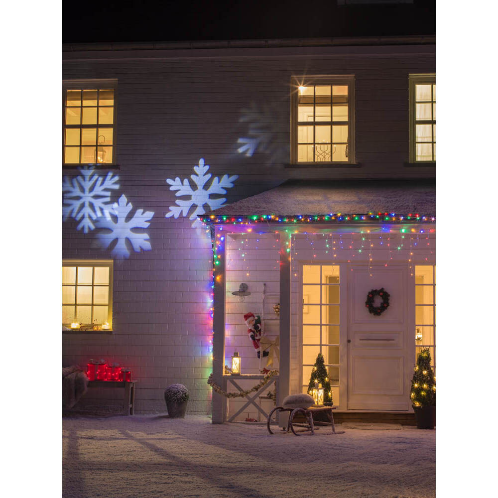Projecteur extérieur LED solaire No&euml;l flocons animés