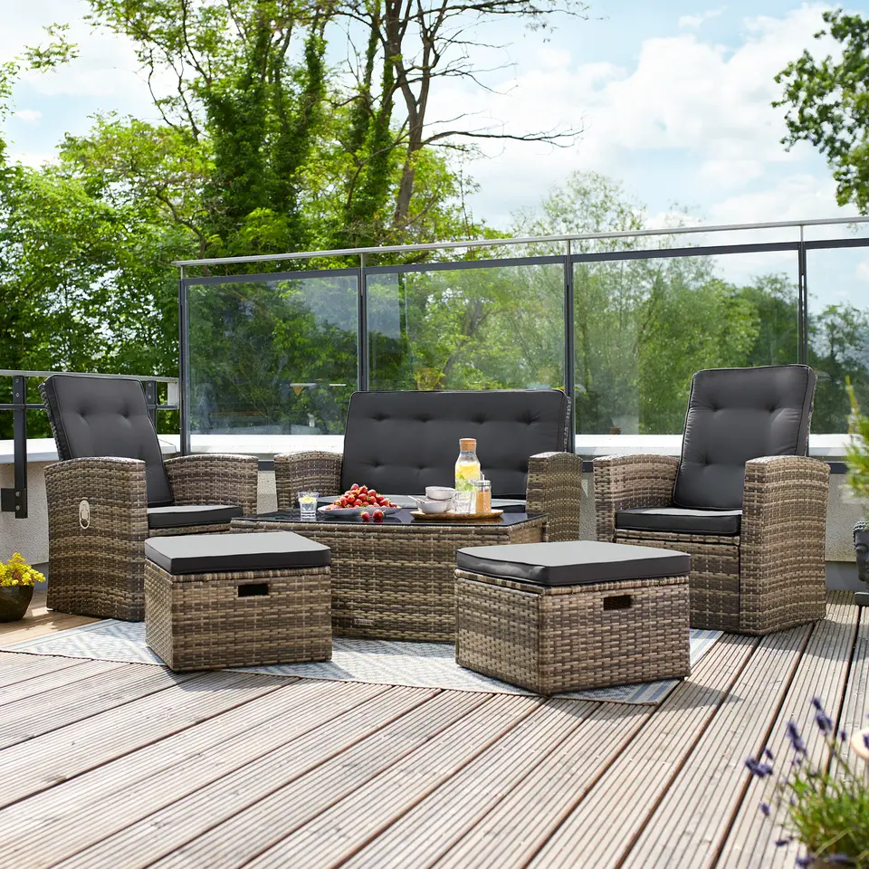 tectake - loungeset Bari - wicker - zwart