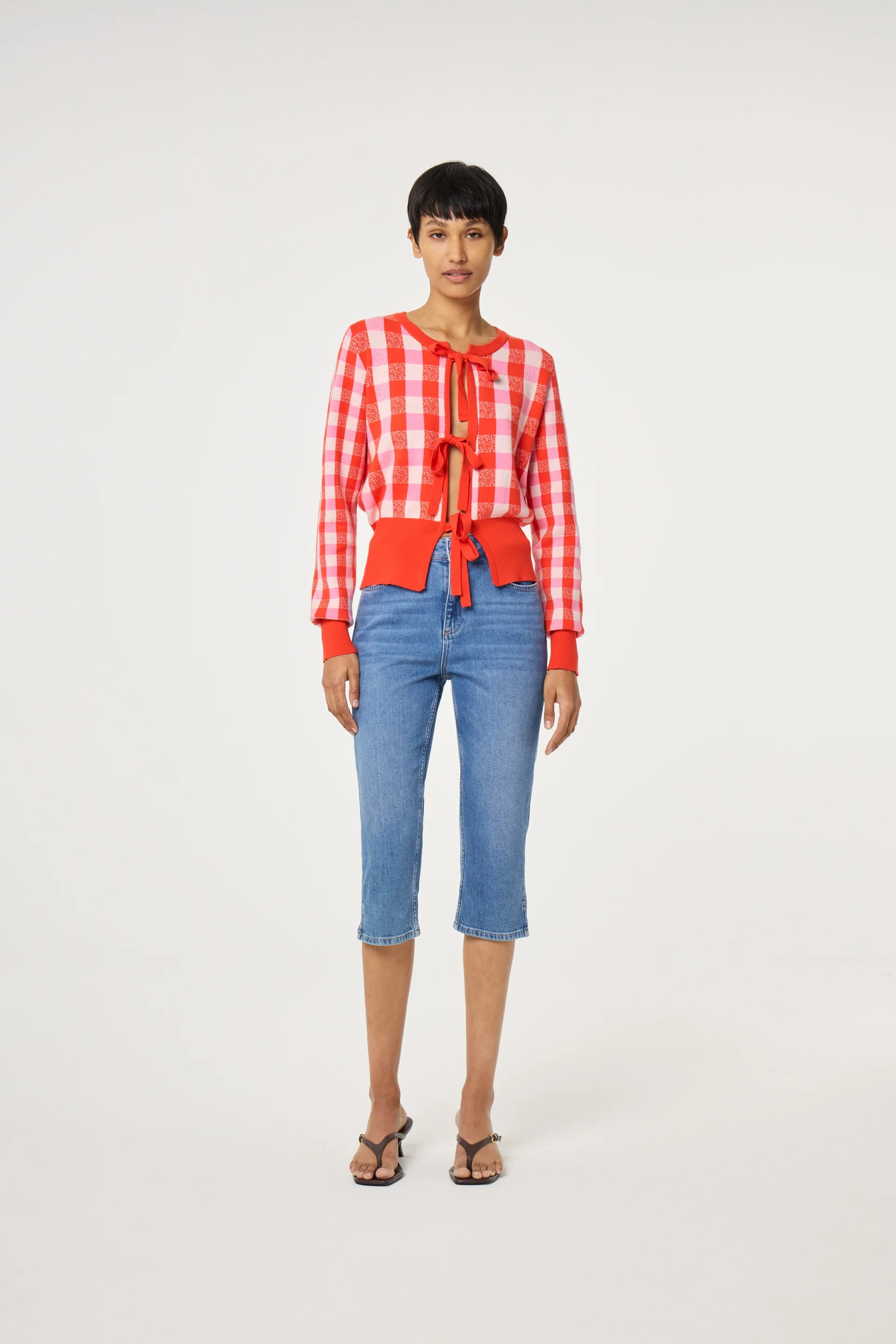 Camille Cardigan | Cosy White/Tangerine Tango