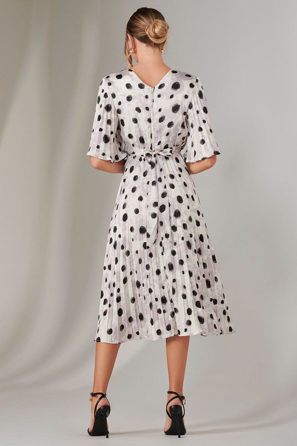 Jolie Moi Pleated Wrap Midi Dress
