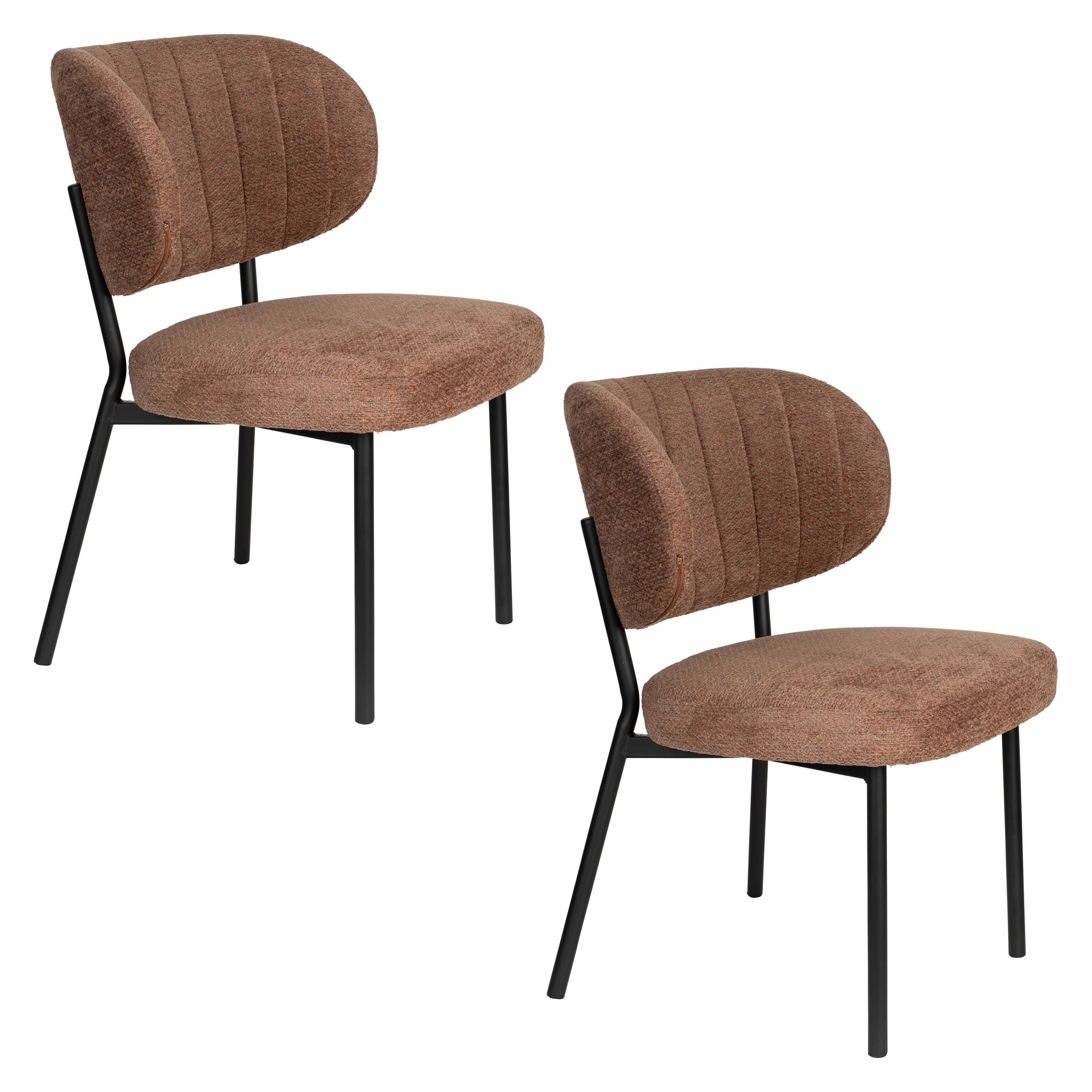 Housecraft Living Sanne Eetkamerstoelen Oranje Grijs - Set van 2