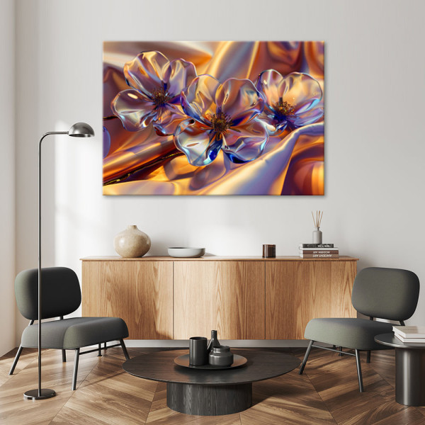 Obraz na płótnie, Szklane kwiaty w jedwabiu 60x40