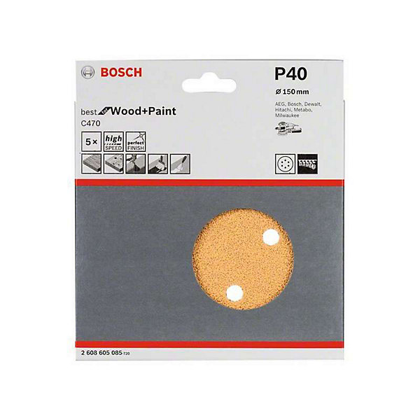 Pack de 5 disque abrasif C470 150mm G180 - BOSCH - 2608605090