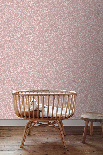 ESTAhome papier peint fleurs rose 53 cm x 10.05 m