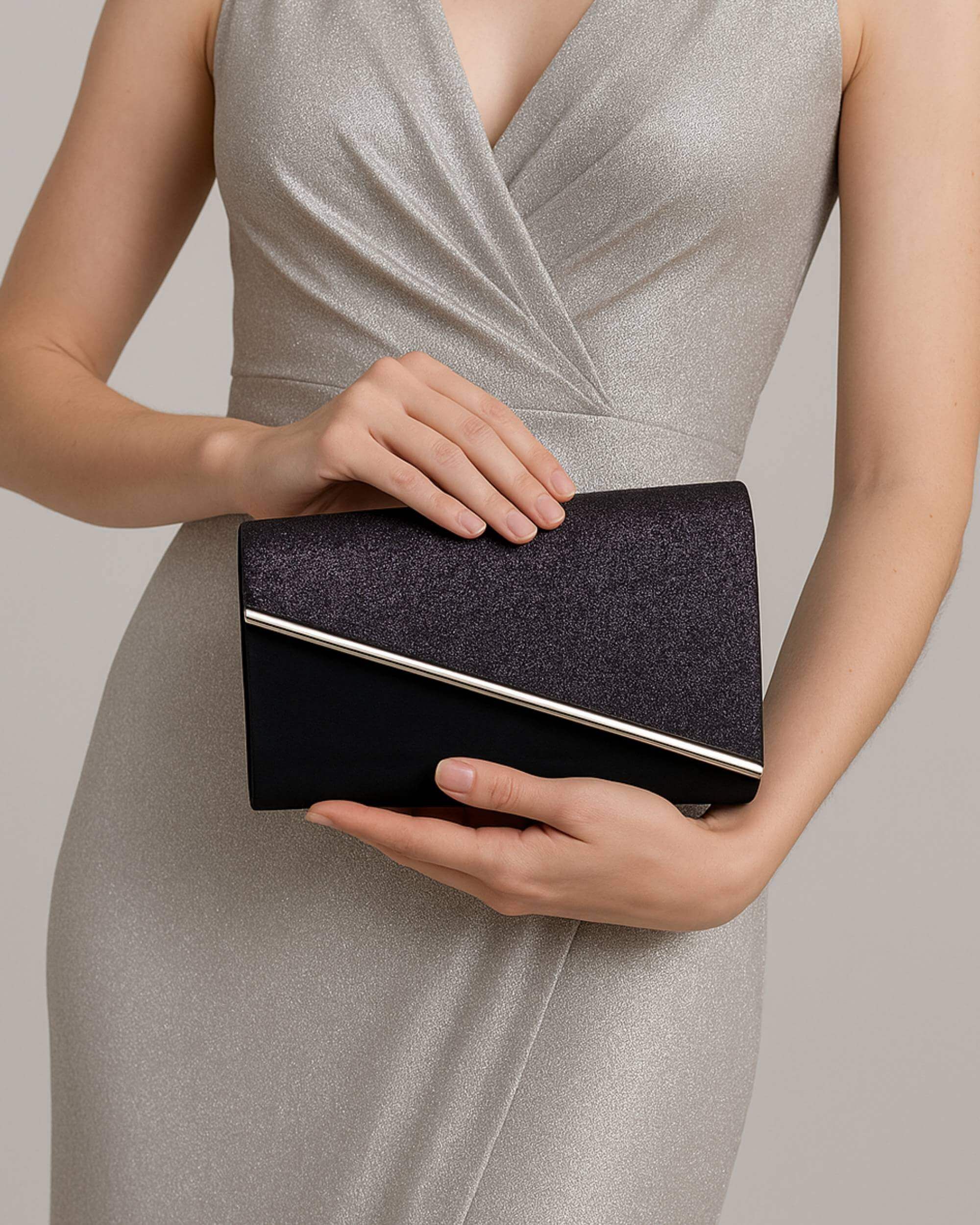 AJVANI Evening Glitter Metallic Occasion Prom Party Clutch Bag