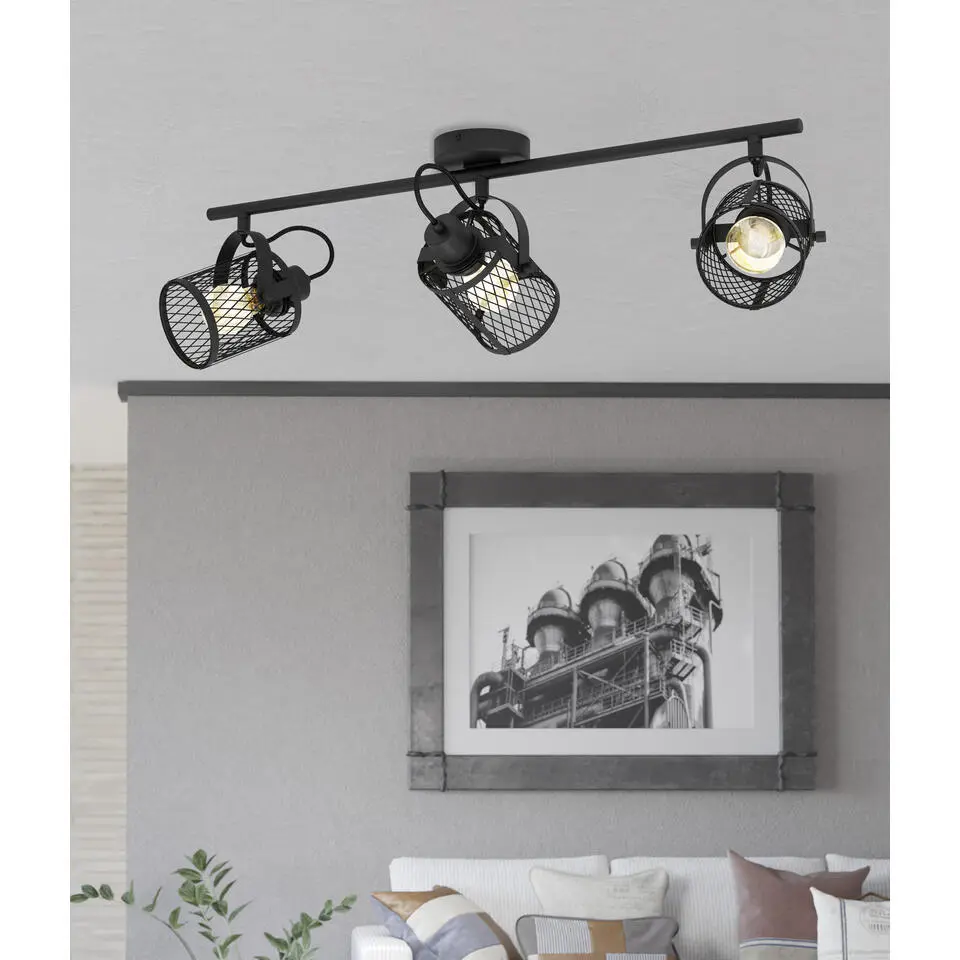 EGLO Dellow 1 spot - E27 - 3 lichts - Zwart