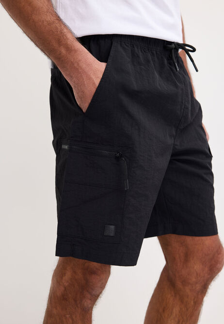Mens Black Cargo Swim Shorts